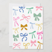 Farbenfrohe Ribbon Bow Knot Script Brautparty Einladung (Rückseite)