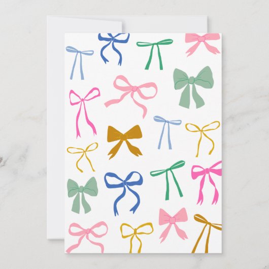 Farbenfrohe Ribbon Bow Knot Script Brautparty Einladung (Rückseite)