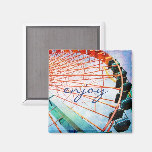 Farbenfrohe Riesenradkarnevalle genießen Drehspass Magnet (Vorderseite/Rückseite)