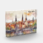 Farbenfrohe Riga Latvia Baltic Wasserfarbe Fotoblock (Links)