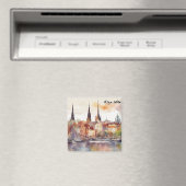 Farbenfrohe Riga Lettland Wasserfarben Stadtansich Magnet (In Situ (Geschirrspüler))