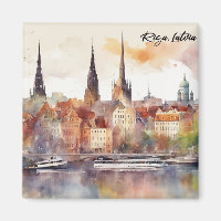 Farbenfrohe Riga Lettland Wasserfarben Stadtansich