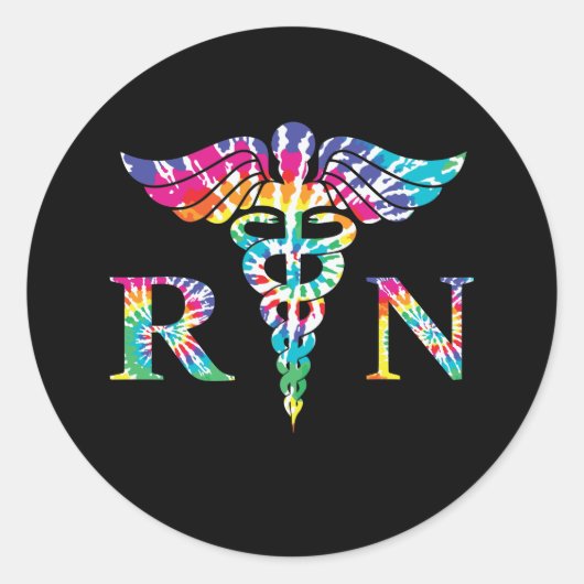 Farbenfrohe RN-Gefärbte Krawatte Runder Aufkleber (Vorderseite)