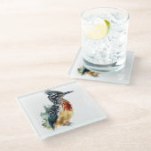 Farbenfrohe Roadrunner in Wasserfarbe Glasuntersetzer (Schrägansicht)