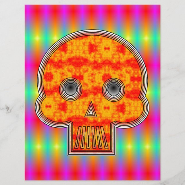 Farbenfrohe Robot Skull auf Regenbogenuntergrund (Vorderseite)