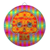 Farbenfrohe Robot Skull auf Regenbogenuntergrund Dartscheibe (vorne)