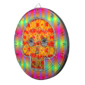 Farbenfrohe Robot Skull auf Regenbogenuntergrund Dartscheibe (Vorderseite rechts)