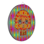 Farbenfrohe Robot Skull auf Regenbogenuntergrund Dartscheibe (Vorderseite Links)