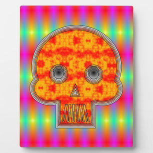 Farbenfrohe Robot Skull auf Regenbogenuntergrund Fotoplatte