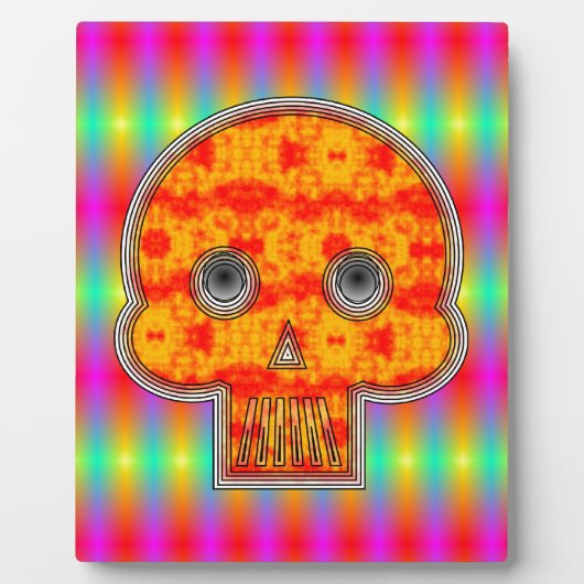 Farbenfrohe Robot Skull auf Regenbogenuntergrund Fotoplatte (Vorderseite)