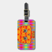 Farbenfrohe Robot Skull auf Regenbogenuntergrund Gepäckanhänger (Vorderseite vertikal)