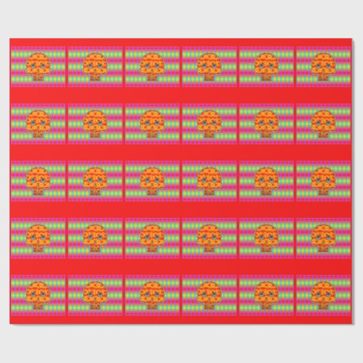 Farbenfrohe Robot Skull auf Regenbogenuntergrund Geschenkpapier (Flach)