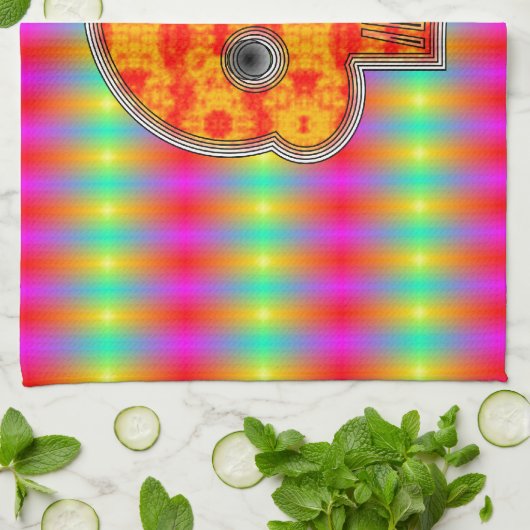 Farbenfrohe Robot Skull auf Regenbogenuntergrund Geschirrtuch (Gefaltet)