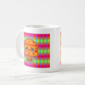 Farbenfrohe Robot Skull auf Regenbogenuntergrund Kaffeetasse (Vorderseite Links)