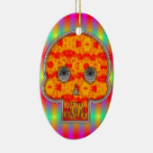Farbenfrohe Robot Skull auf Regenbogenuntergrund Keramik Ornament (Rechts)