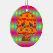 Farbenfrohe Robot Skull auf Regenbogenuntergrund Keramik Ornament (Rechts)