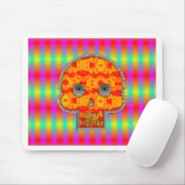 Farbenfrohe Robot Skull auf Regenbogenuntergrund Mousepad (Mit Mouse)