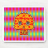 Farbenfrohe Robot Skull auf Regenbogenuntergrund Mousepad (Vorne)