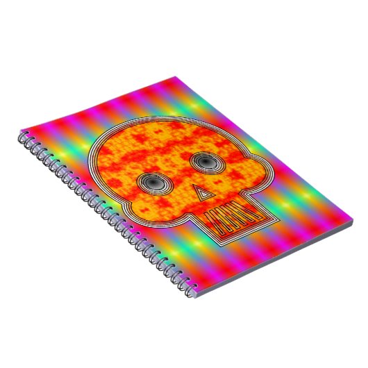 Farbenfrohe Robot Skull auf Regenbogenuntergrund Notizblock (Rechte Seite)