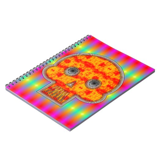 Farbenfrohe Robot Skull auf Regenbogenuntergrund Notizblock (Linke Seite)