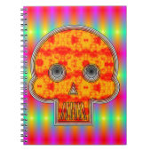 Farbenfrohe Robot Skull auf Regenbogenuntergrund Notizblock (Vorderseite)