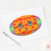 Farbenfrohe Robot Skull auf Regenbogenuntergrund Ovaler Aufkleber (Umschlag)