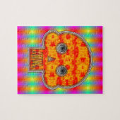 Farbenfrohe Robot Skull auf Regenbogenuntergrund Puzzle (Horizontal)