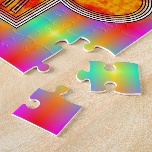Farbenfrohe Robot Skull auf Regenbogenuntergrund Puzzle (Seite)