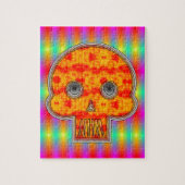 Farbenfrohe Robot Skull auf Regenbogenuntergrund Puzzle (Vertikal)