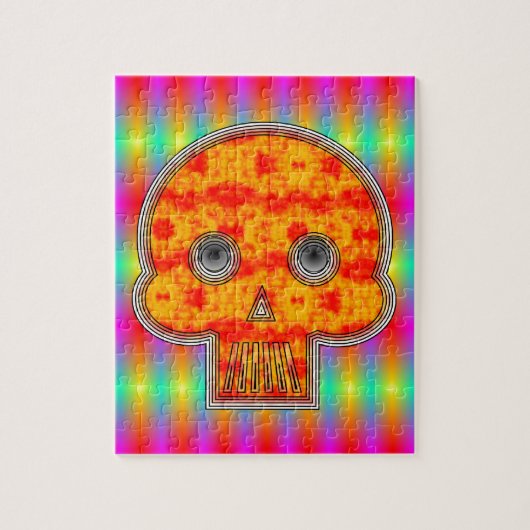 Farbenfrohe Robot Skull auf Regenbogenuntergrund Puzzle (Vertikal)