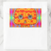 Farbenfrohe Robot Skull auf Regenbogenuntergrund Rechteckiger Aufkleber (Tasche)