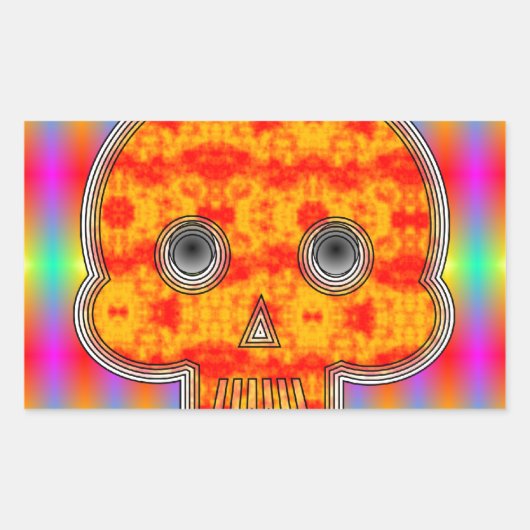 Farbenfrohe Robot Skull auf Regenbogenuntergrund Rechteckiger Aufkleber (Vorderseite)