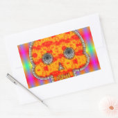 Farbenfrohe Robot Skull auf Regenbogenuntergrund Rechteckiger Aufkleber (Umschlag)