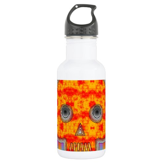 Farbenfrohe Robot Skull auf Regenbogenuntergrund Trinkflasche (Vorderseite)