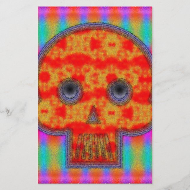 Farbenfrohe Robot Skull Painting (Vorderseite)