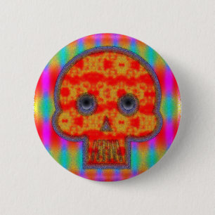Farbenfrohe Robot Skull Painting Button