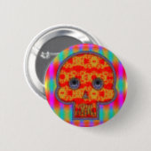 Farbenfrohe Robot Skull Painting Button (Vorne & Hinten)
