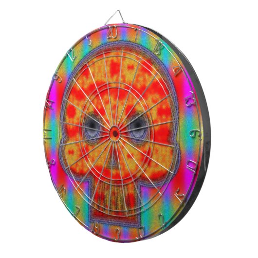 Farbenfrohe Robot Skull Painting Dartscheibe (Vorderseite rechts)