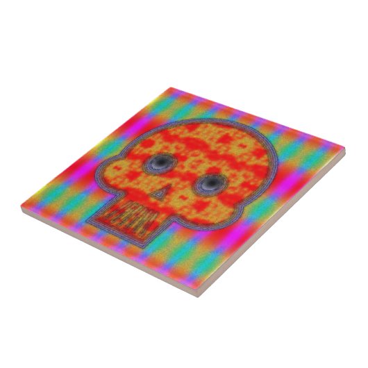 Farbenfrohe Robot Skull Painting Fliese (Seite)