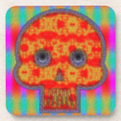 Farbenfrohe Robot Skull Painting Getränkeuntersetzer (Vorderseite)