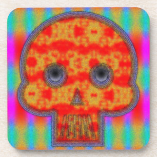 Farbenfrohe Robot Skull Painting Getränkeuntersetzer