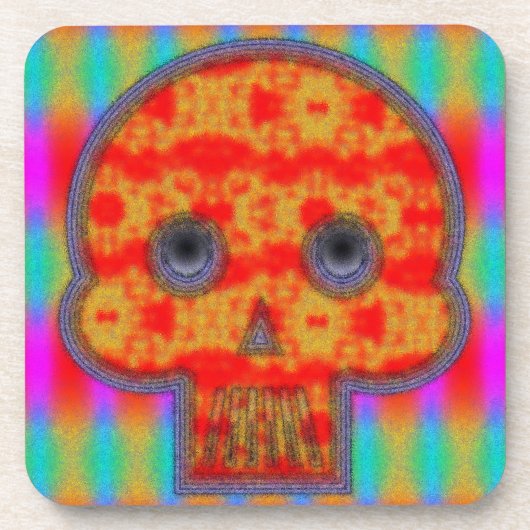 Farbenfrohe Robot Skull Painting Getränkeuntersetzer (Vorderseite)