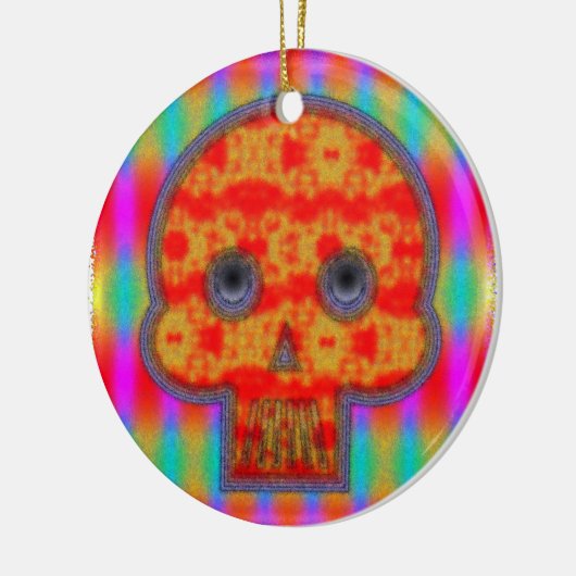 Farbenfrohe Robot Skull Painting Keramikornament (Links)