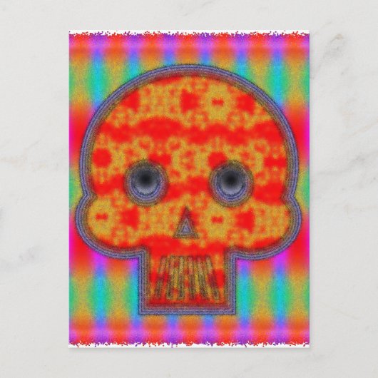 Farbenfrohe Robot Skull Painting Postkarte (Vorderseite)