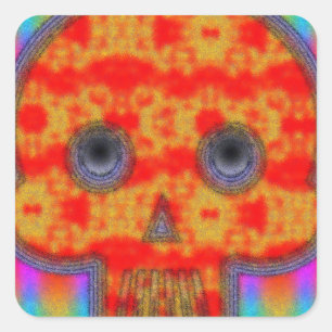 Farbenfrohe Robot Skull Painting Quadratischer Aufkleber