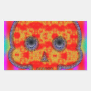 Farbenfrohe Robot Skull Painting Rechteckiger Aufkleber