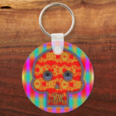 Farbenfrohe Robot Skull Painting Schlüsselanhänger (Vorderseite)