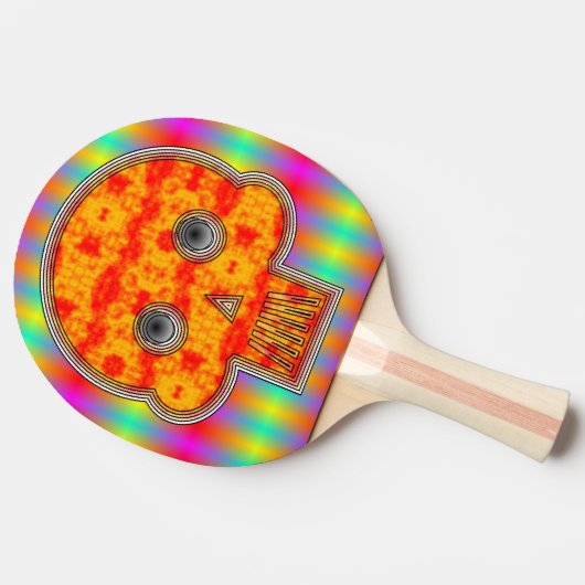 Farbenfrohe Robot Skull Tischtennis Schläger (Seitenansicht)