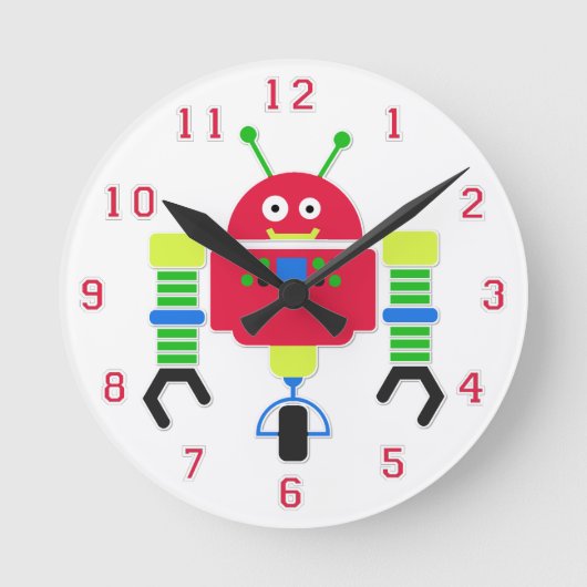 Farbenfrohe Robot Wall Clock Runde Wanduhr (Vorderseite)