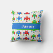 Farbenfrohe Roboter Kinder Personalisiert Kissen (Rückseite)